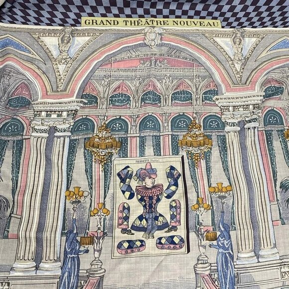 HERMES Carrejean/Shawl Carre 140 - Gray Pink Multi Cashmere Silk Scarf - Picture 4 of 4